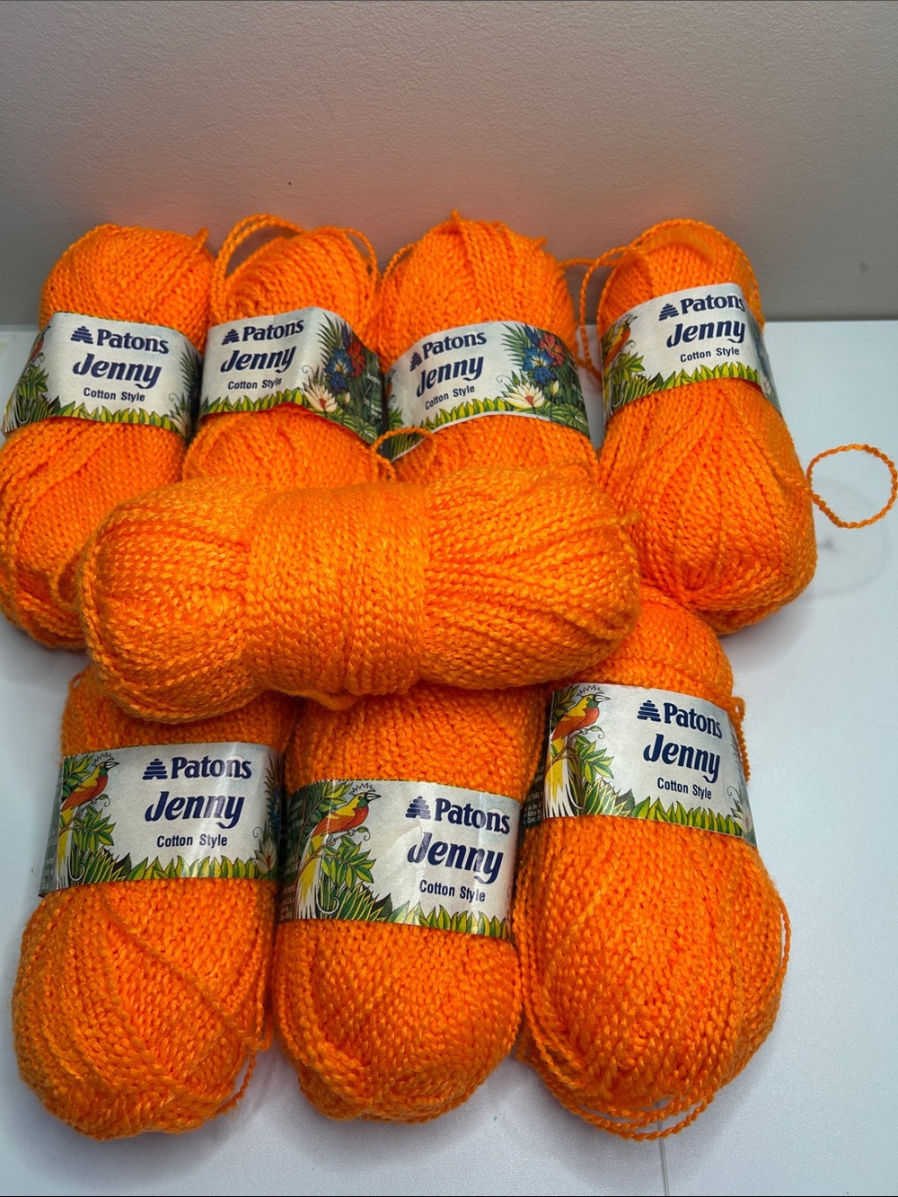 Jenny Cotton Style Yarn Lot- Bright Orange vintage discontinued
